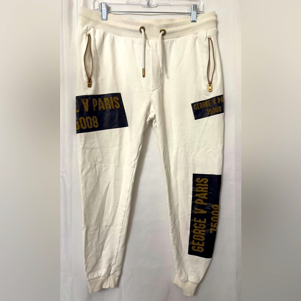 Avenue George V Paris cream Joggers with Black and Gold Details (mix50)